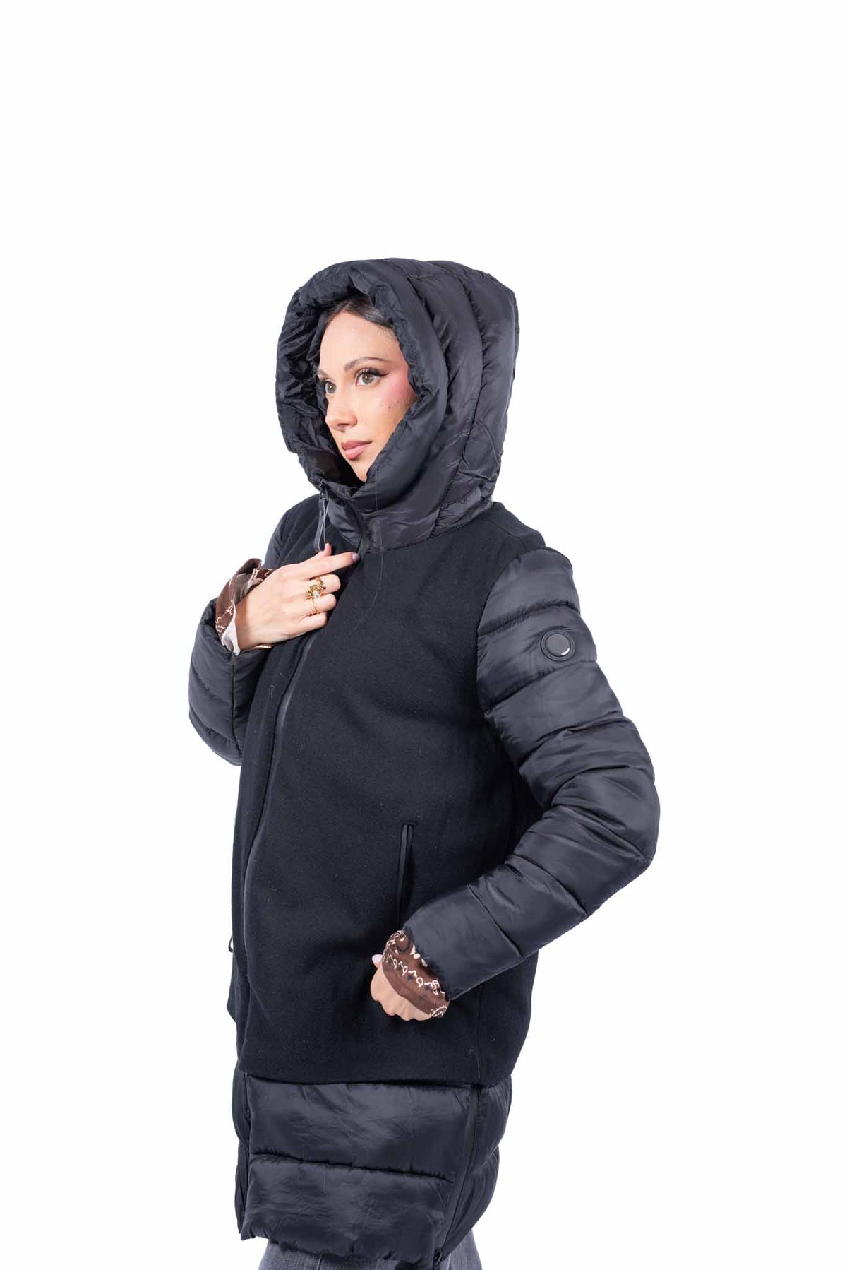 Piumino Lungo Ibrido Nero donna Miss love - 4