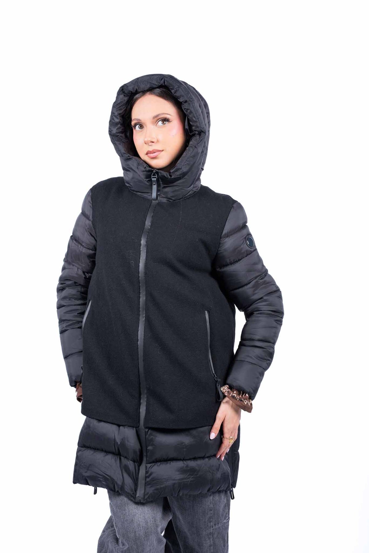Piumino Lungo Ibrido Nero donna Miss love - 3