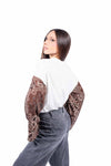 Maglia Bianca Oversize con Maniche a Campana Paisley donna Miss love - 3