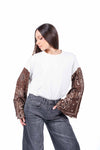 Maglia Bianca Oversize con Maniche a Campana Paisley donna Miss love - 1
