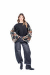 Maglia Nera Oversize con Maniche a Campana Camouflage donna Miss love - 2