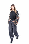 Maglia Nera Oversize con Maniche a Campana Camouflage donna Miss love - 5