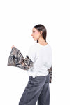 Maglia Bianca Oversize con Maniche a Campana Animalier donna Miss love - 2