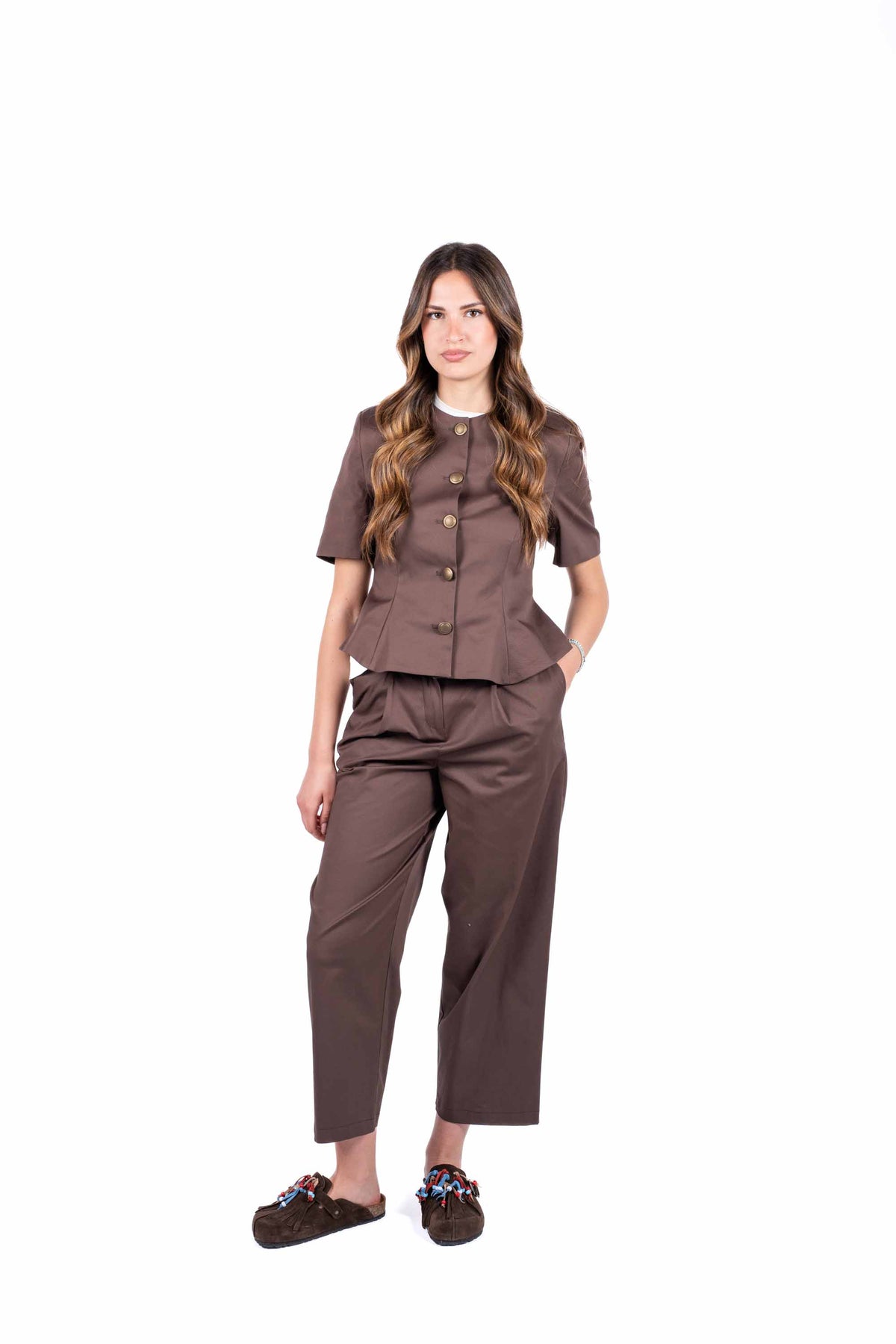 Giacca Con Bottoni Metallici Cioccolato donna Tensione in - 2