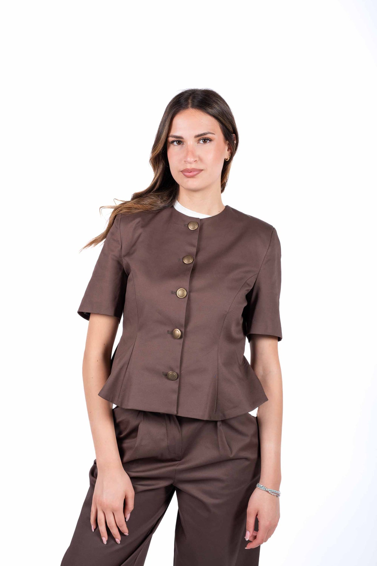 Giacca Con Bottoni Metallici Cioccolato donna Tensione in - 1