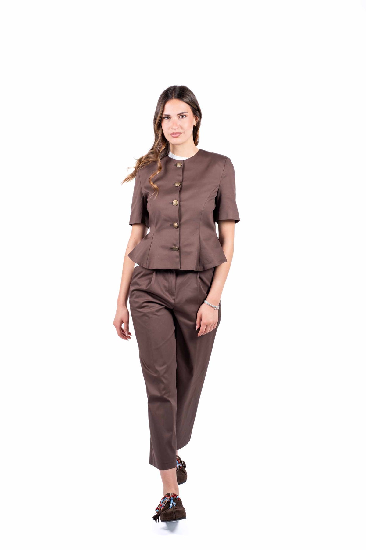 Giacca Con Bottoni Metallici Cioccolato donna Tensione in - 5