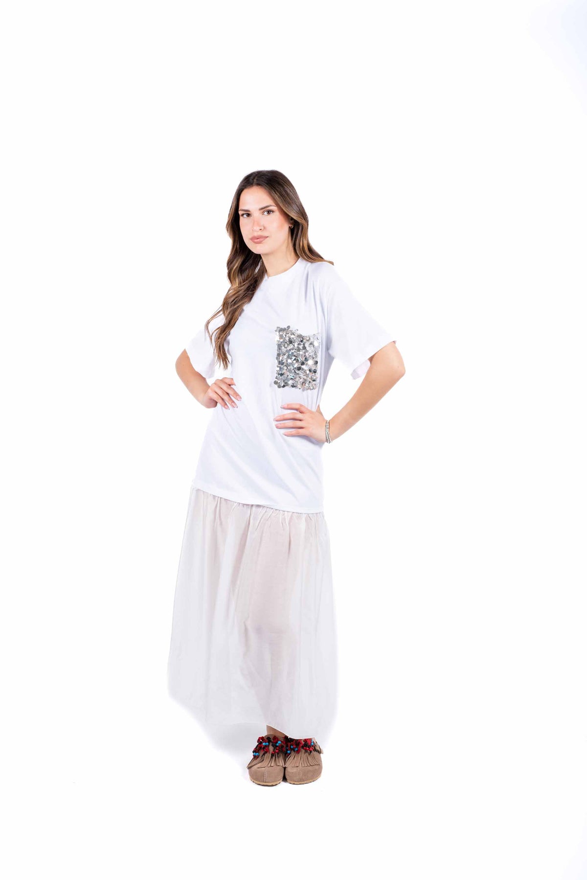 Abito Combinato con Taschino Paillettes donna Tensione in - 2