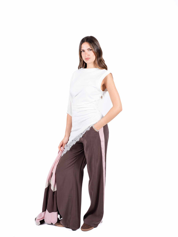 T-Shirt Asimmetrica con Pizzo da donna Tensione in