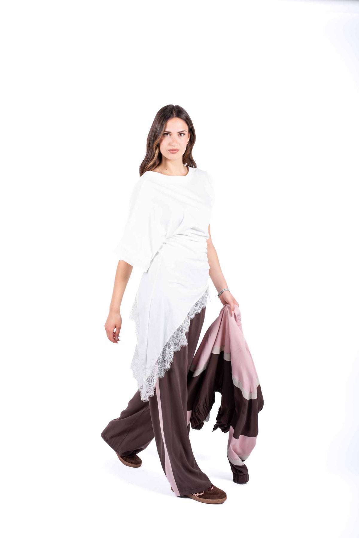 T-Shirt Asimmetrica con Pizzo donna Tensione in - 4