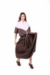 Bomber Crop Color Block Cioccolato/Rosa donna Tensione in - 5