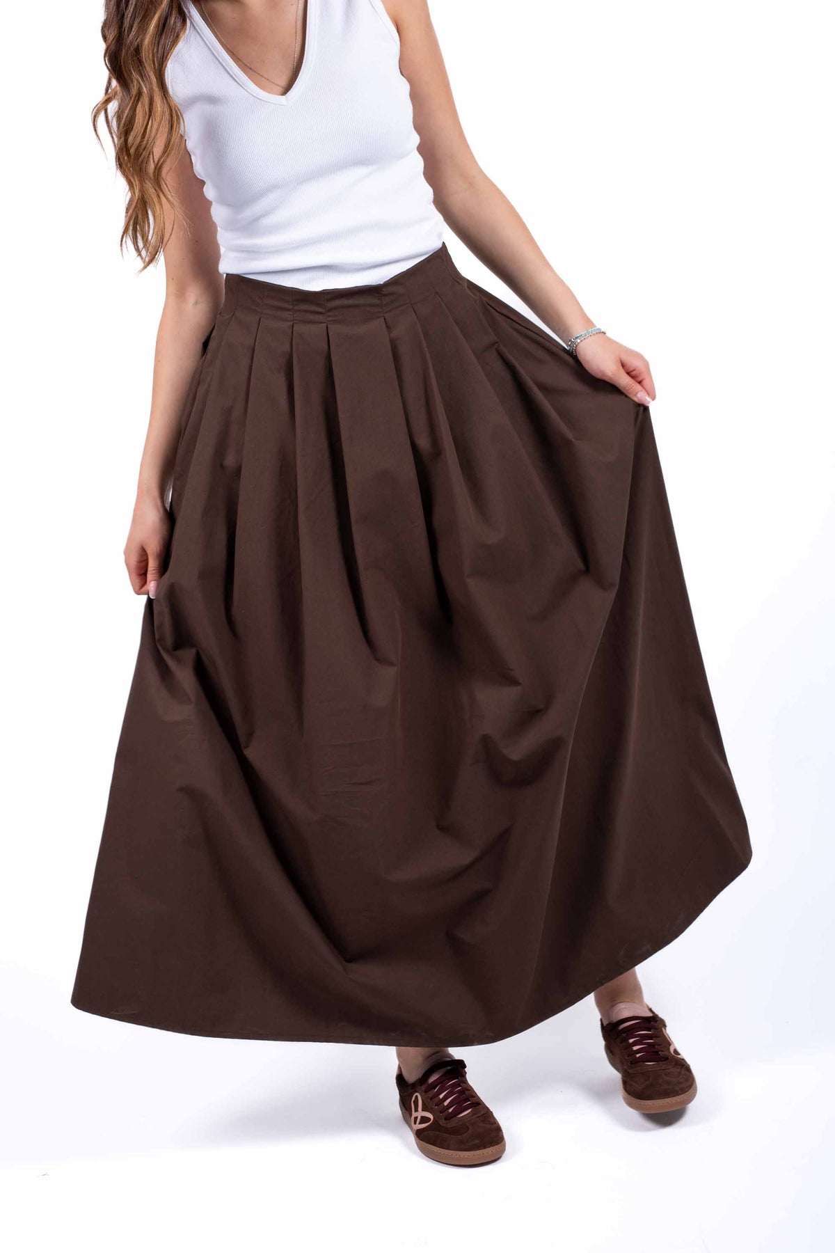 Gonna Maxi con Pinces Cioccolato donna Tensione in - 1