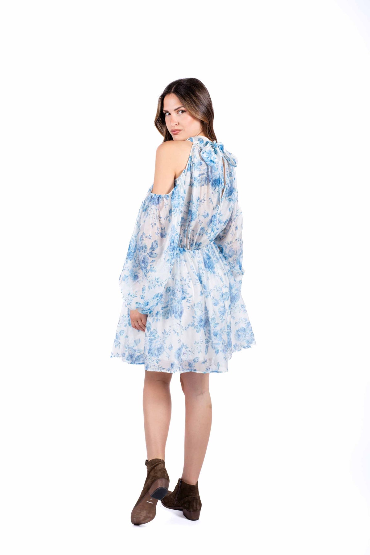 Abito Corto Floreale con Spalle Scoperte donna Tensione in - 3