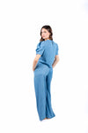 Top con Maniche a Sbuffo Effetto Denim donna Tensione in - 2