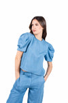 Top con Maniche a Sbuffo Effetto Denim donna Tensione in - 4