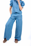 Pantaloni Wide Leg Effetto Denim donna Tensione in - 1