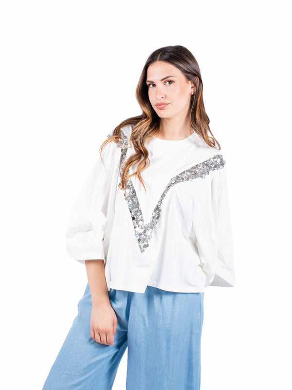 Blusa a Mantella con Paillettes da donna Tensione in