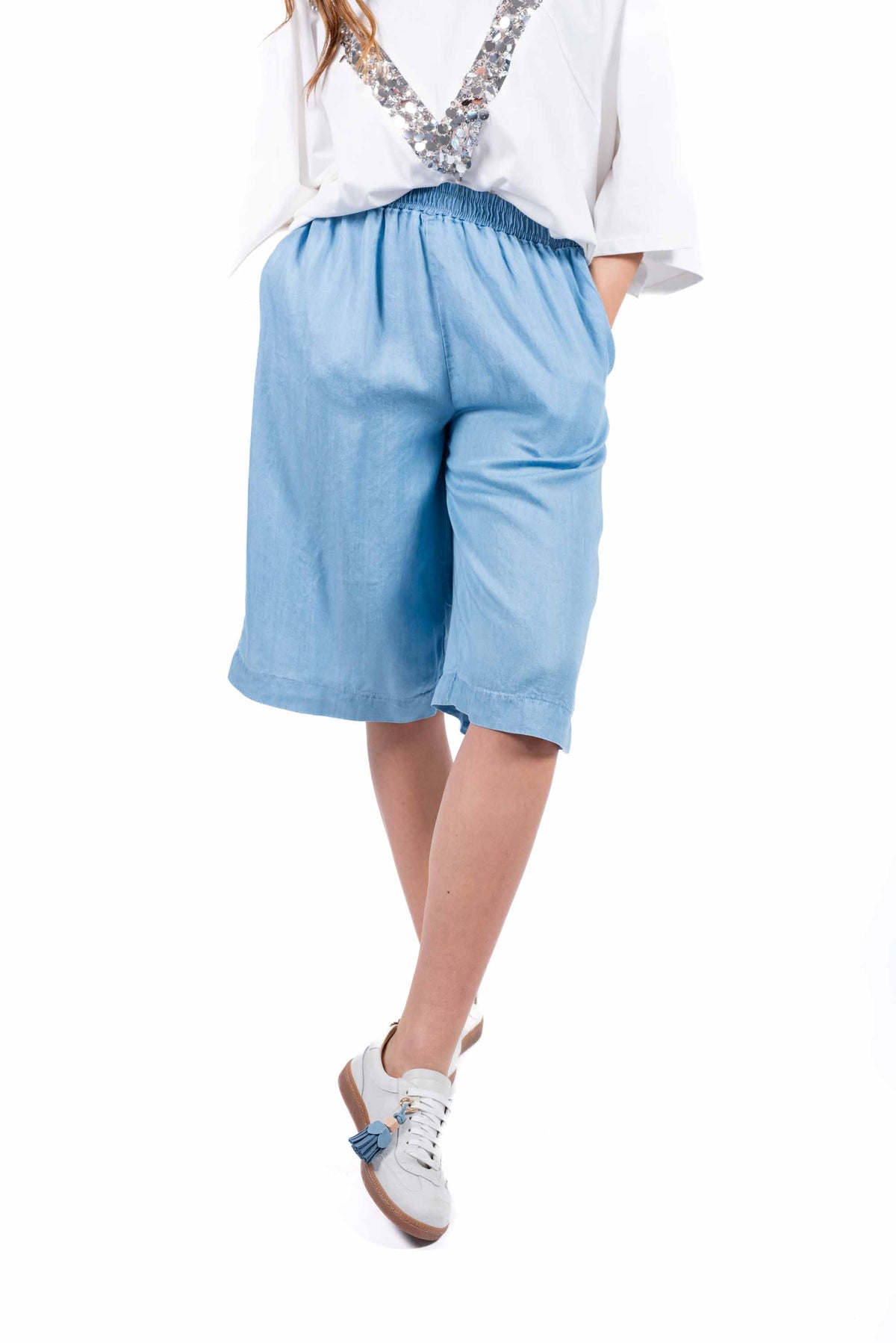 Bermuda Soft Touch effetto Denim donna Tensione in - 1