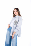 Camicia a Righe con Taschino Paillettes donna Tensione in - 1