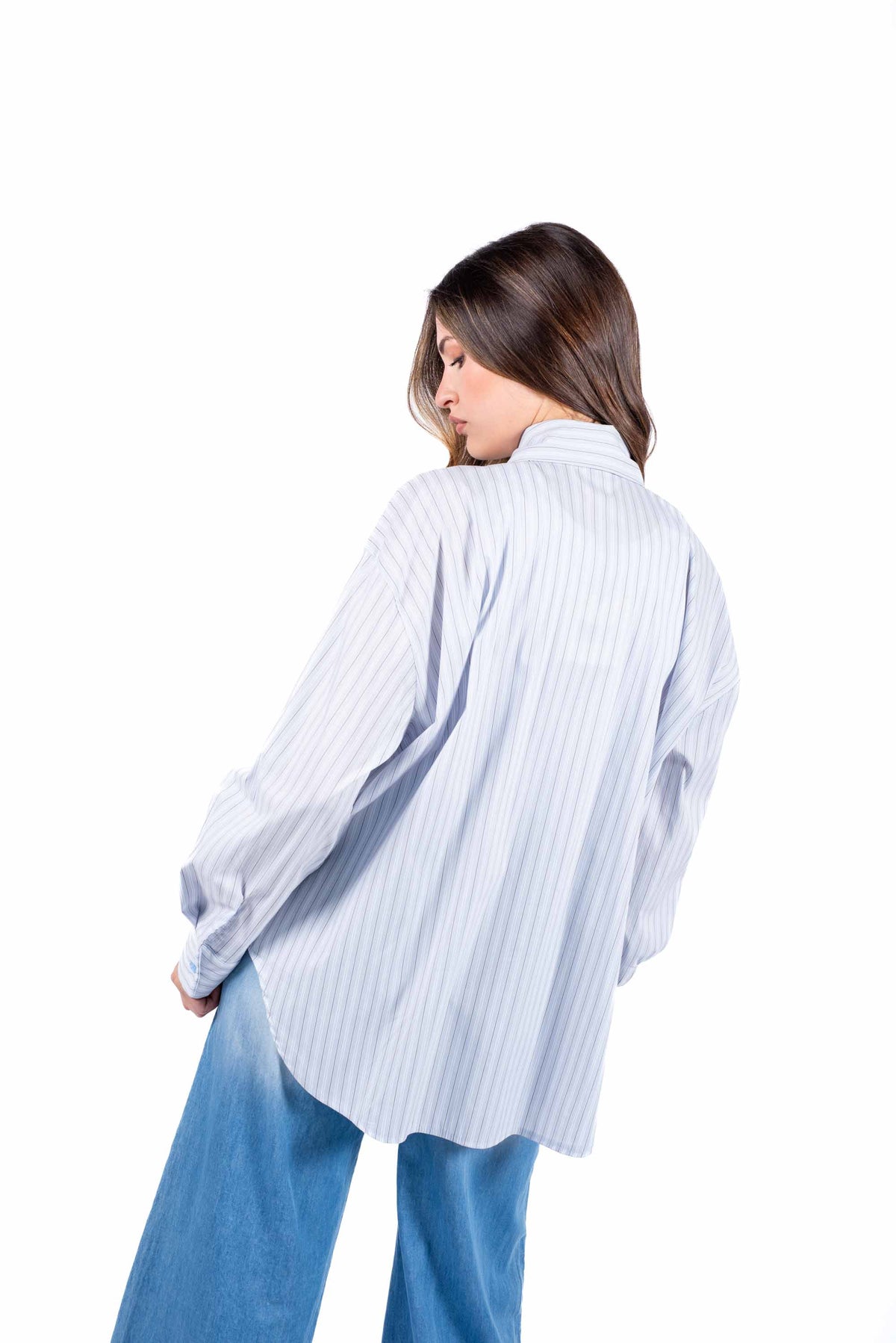 Camicia a Righe con Taschino Paillettes donna Tensione in - 5