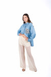 Camicia Effetto Denim con Taschino Paillettes donna Tensione in - 3