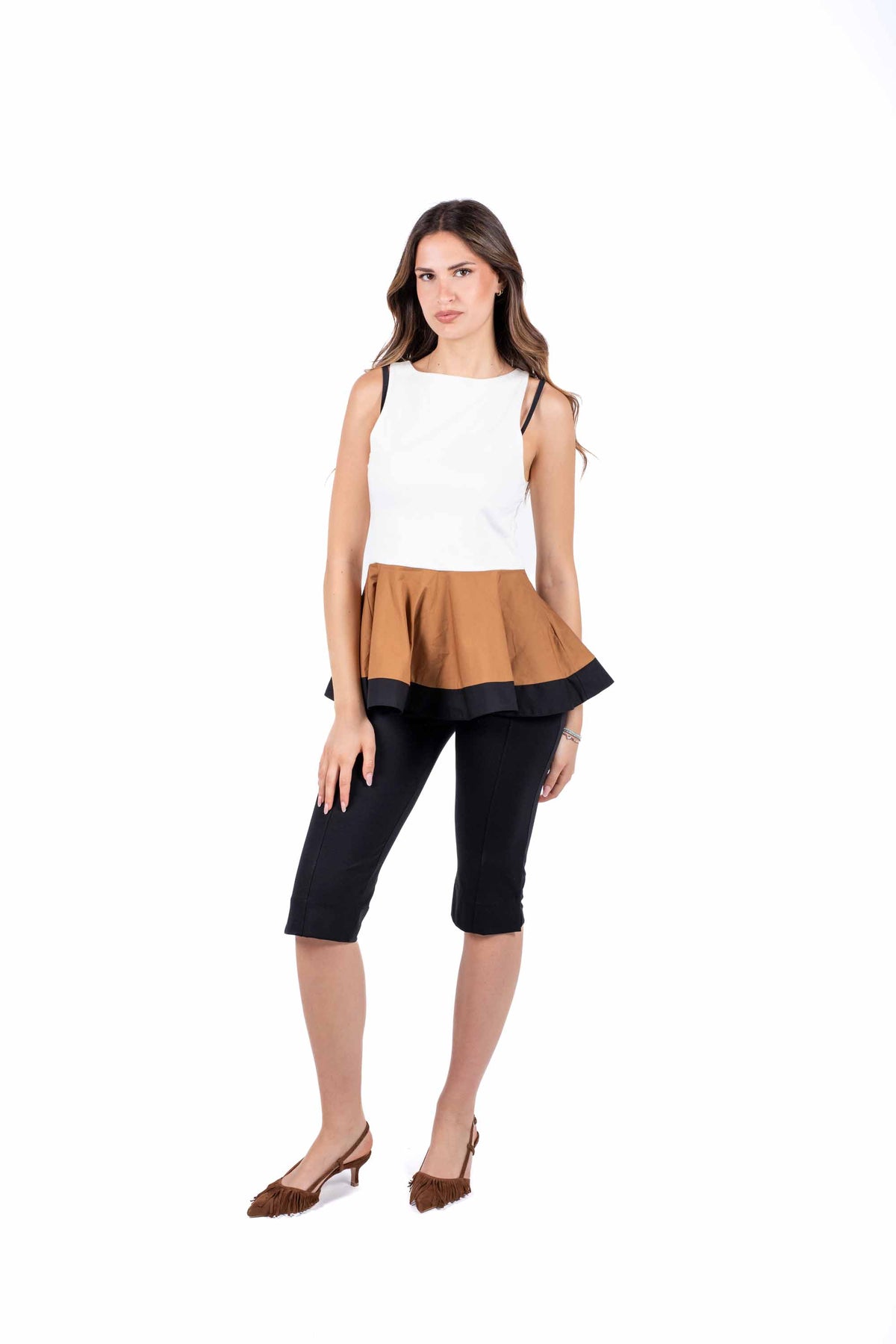 Pantaloni Capri Neri donna Tensione in - 5