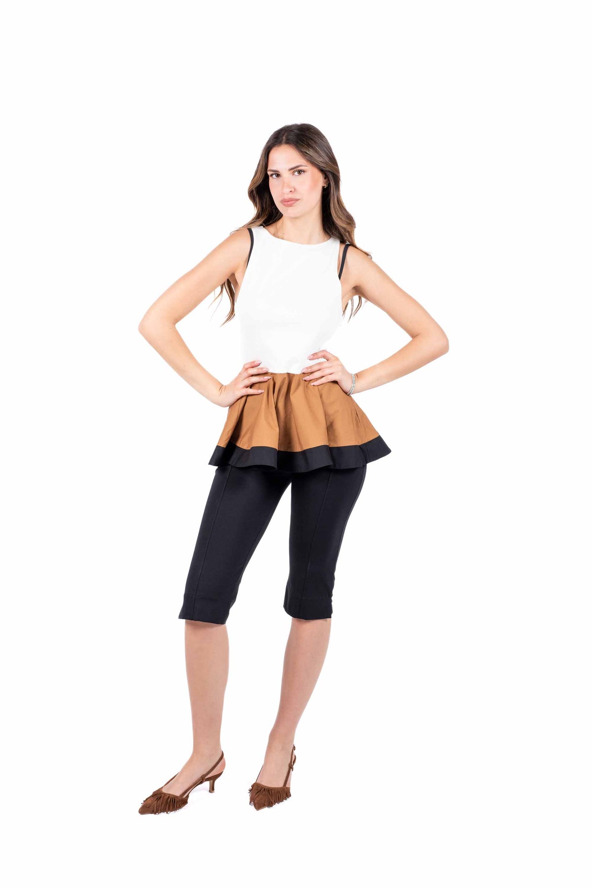 Pantaloni Capri Neri donna Tensione in - 4