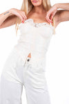Corsetto in Pizzo Floreale Panna donna Tensione in - 1