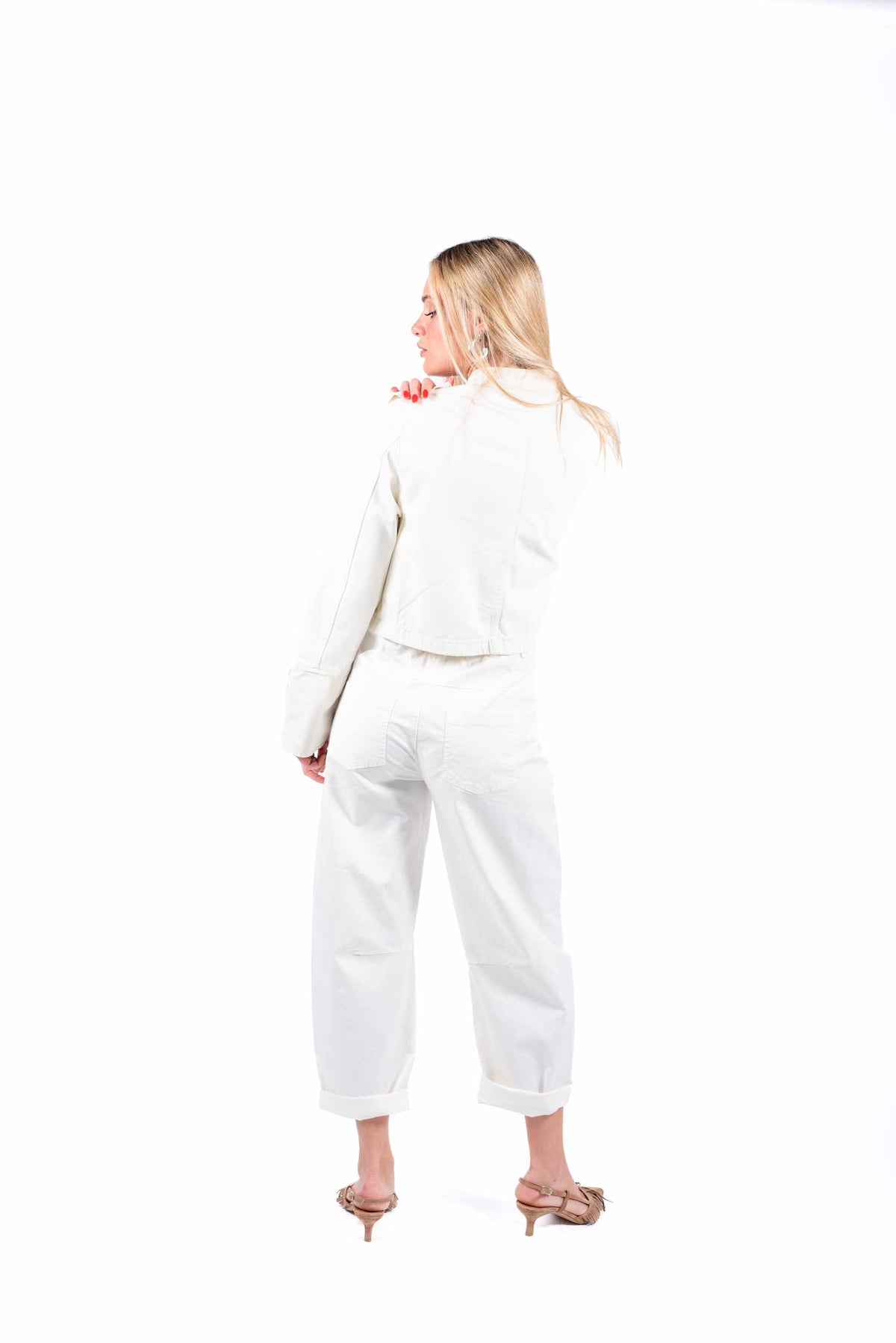 Giacca Military Style in Denim Bianco donna Tensione in - 2