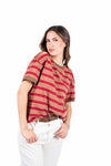 T-Shirt a Righe Cammello/Rosso donna Tensione in - 2