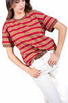 T-Shirt a Righe Cammello/Rosso donna Tensione in - 1