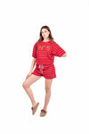 T-Shirt Boxy a Righe Rosso/Cammello donna Tensione in - 2