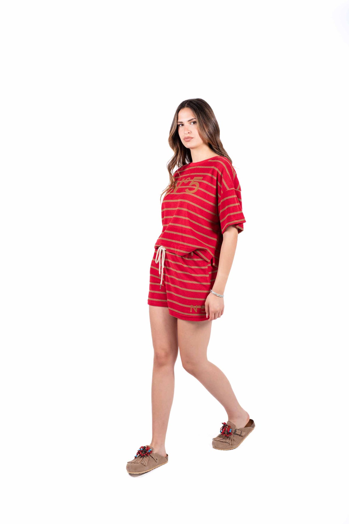Shorts a Righe Rosso/Cammello donna Tensione in - 2
