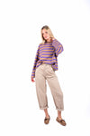 Maglia Oversize a Righe Viola/Cammello donna Tensione in - 6