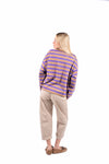 Maglia Oversize a Righe Viola/Cammello donna Tensione in - 2