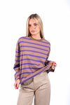 Maglia Oversize a Righe Viola/Cammello donna Tensione in - 1
