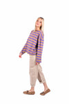 Maglia Oversize a Righe Viola/Cammello donna Tensione in - 4