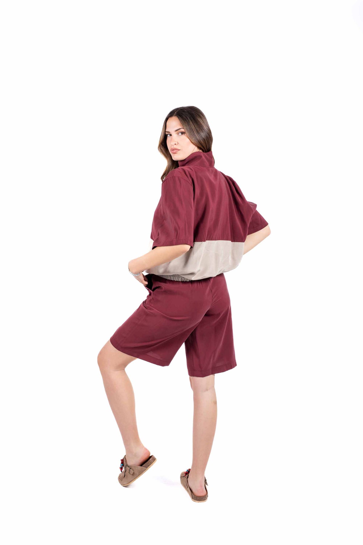 Camicia Over Combinata Bordeaux donna Tensione in - 4