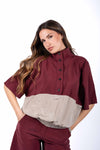 Camicia Over Combinata Bordeaux donna Tensione in - 1