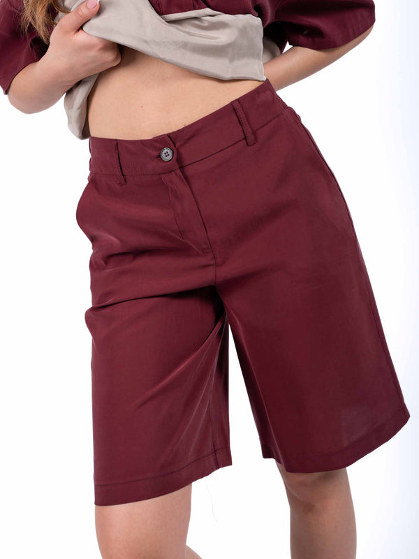 Bermuda Sartoriali Bordeaux da donna Tensione in