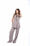Gilet Sartoriale Gessato Tortora donna Maryley - 3