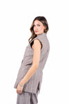 Gilet Sartoriale Gessato Tortora donna Maryley - 4