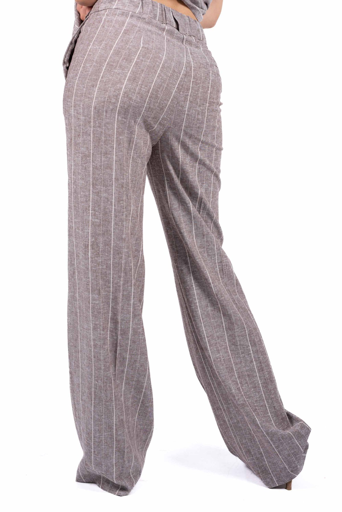 Pantaloni Sartoriali Gessati Tortora donna Maryley - 3