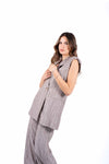 Gilet Sartoriale Gessato Tortora donna Maryley - 6