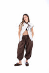 Pantaloni Balloon con Vita Smock Cioccolato donna Maryley - 3
