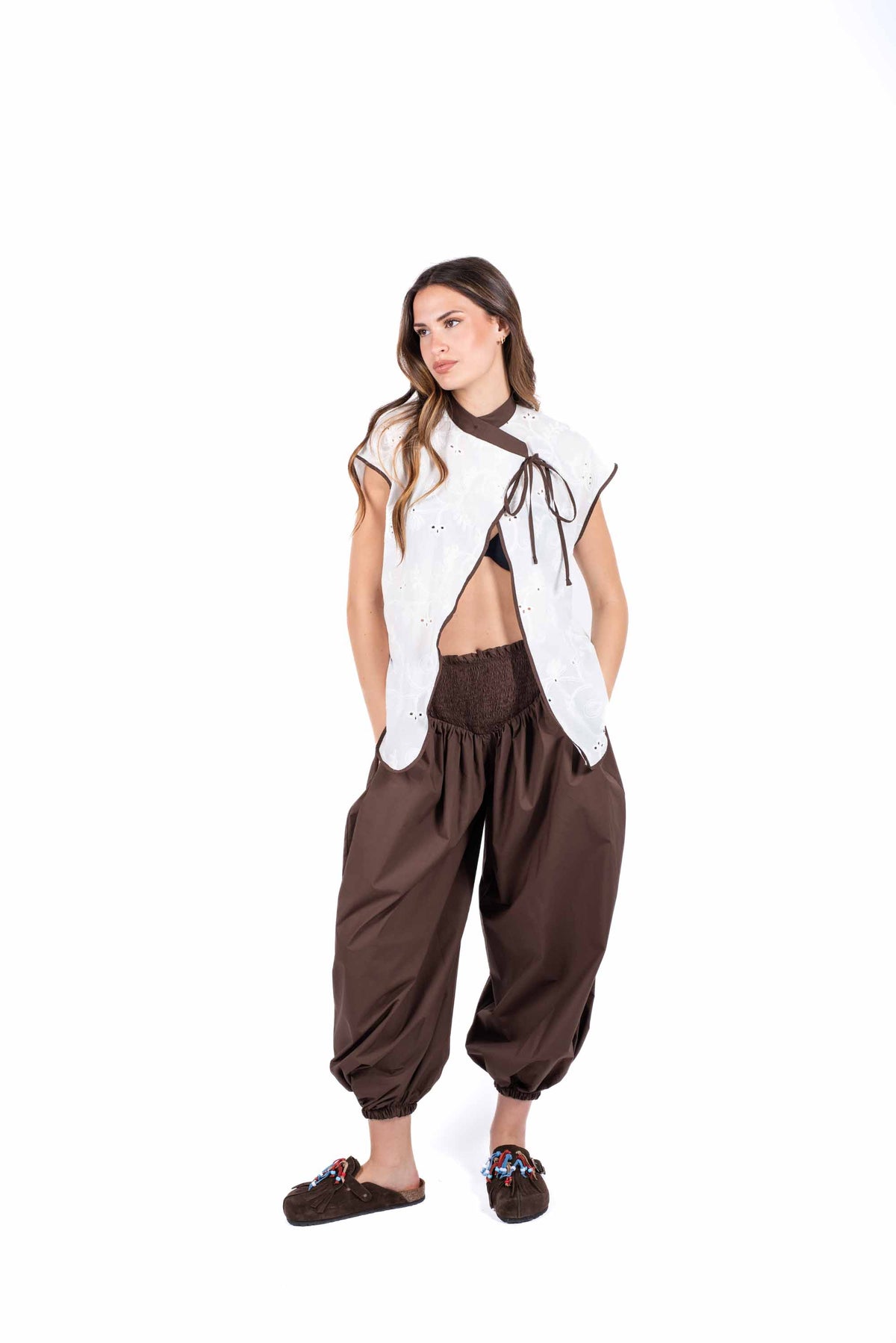 Gilet in Sangallo con Profili a Contrasto donna Maryley - 4