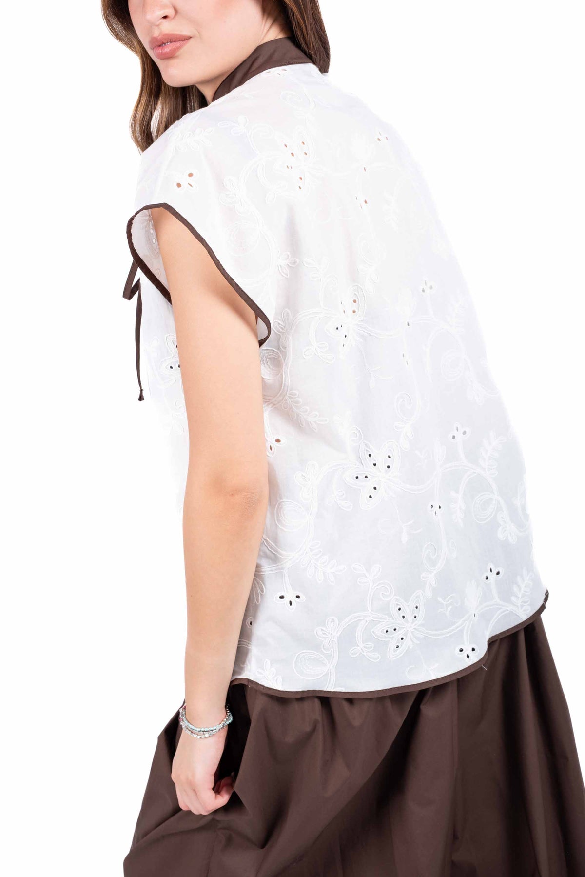 Gilet in Sangallo con Profili a Contrasto donna Maryley - 3