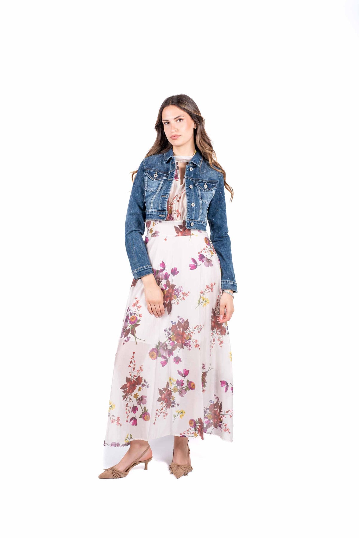 Giubbino Denim Crop con Strass donna Miss love - 2