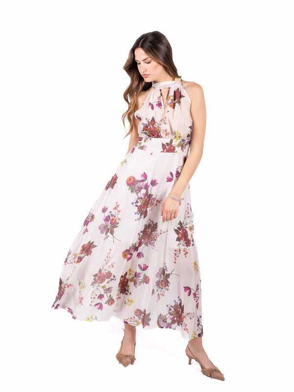Abito Lungo Floreale con Scollo Halter da donna Miss love