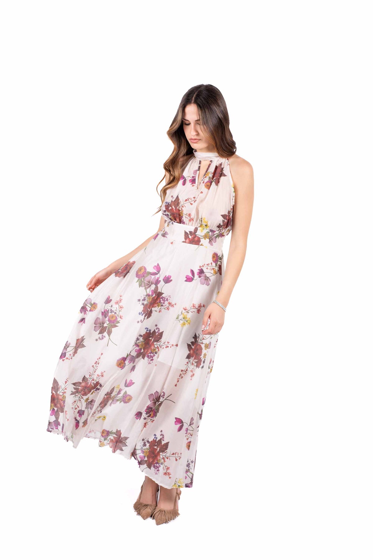 Abito Lungo Floreale con Scollo Halter donna Miss love - 6