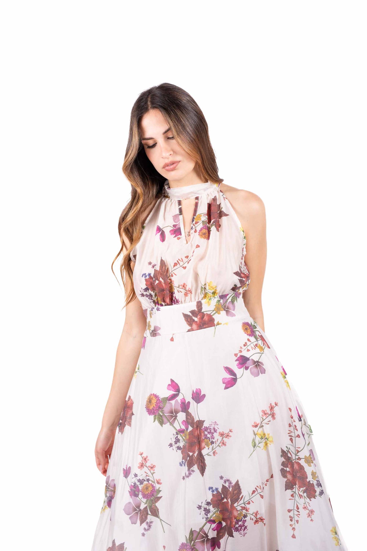 Abito Lungo Floreale con Scollo Halter donna Miss love - 3